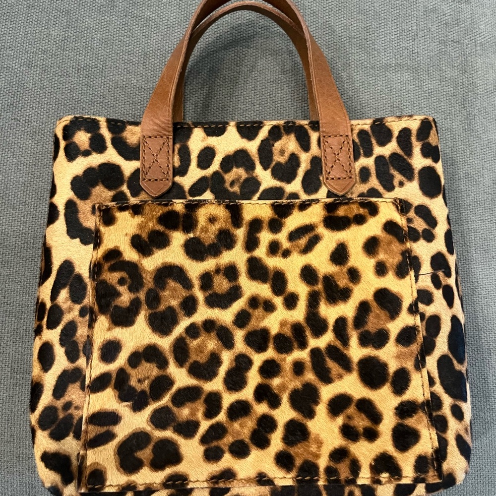 Madewell Leopard Print Tote Bag with Brown Handles